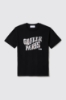 T shirt in jersey paricollo con stampa • Nero