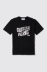 T shirt in jersey paricollo con stampa • Nero