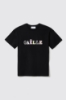 T shirt in jersey paricollo con ricamo • Nero