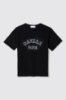 T shirt in jersey paricollo con ricamo • Nero