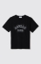T shirt in jersey paricollo con ricamo • Nero