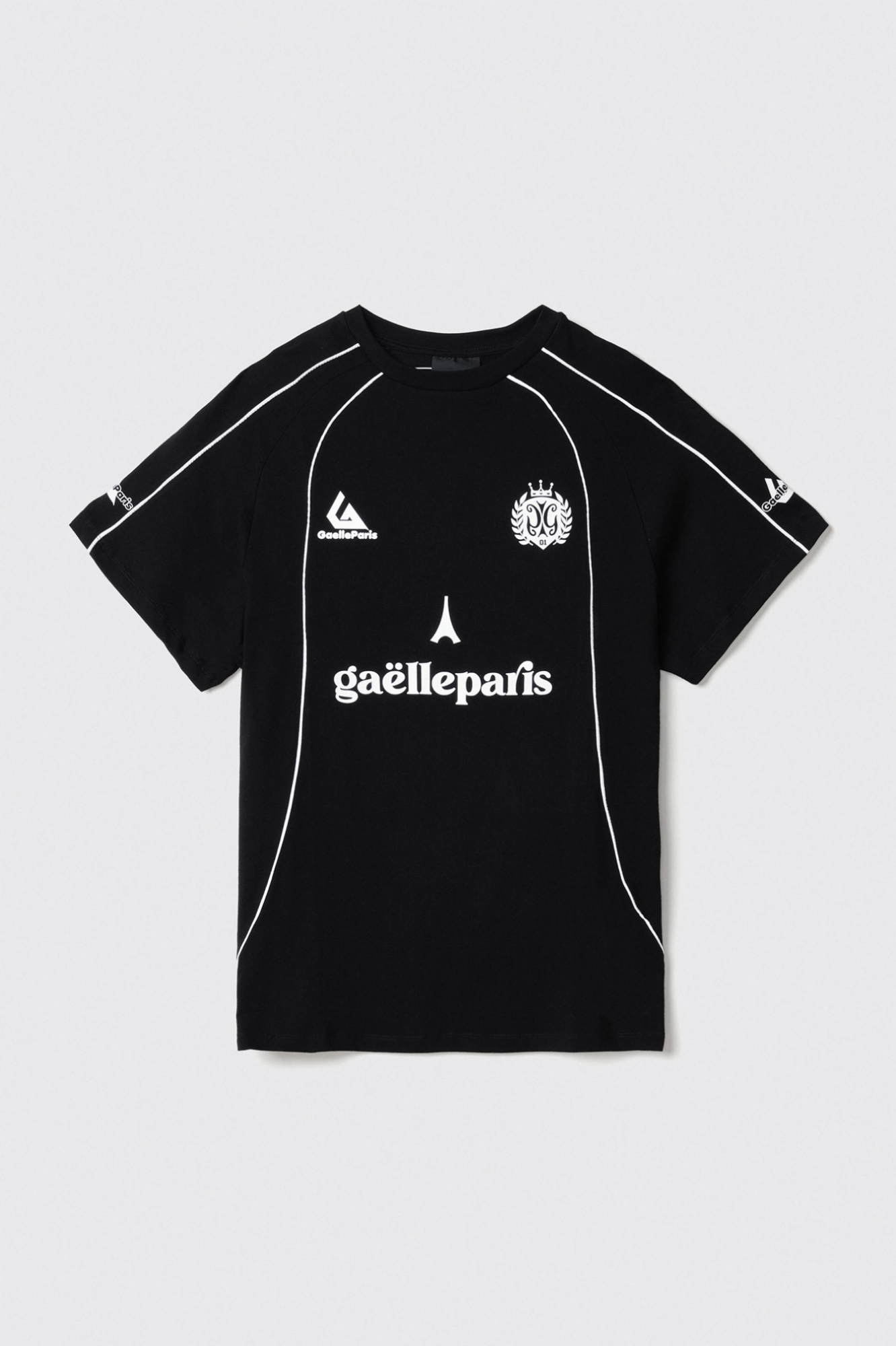 T-shirt in jersey girocollo mezza manica con stampa • Nero