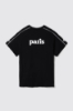 T-shirt in jersey girocollo mezza manica con stampa • Nero