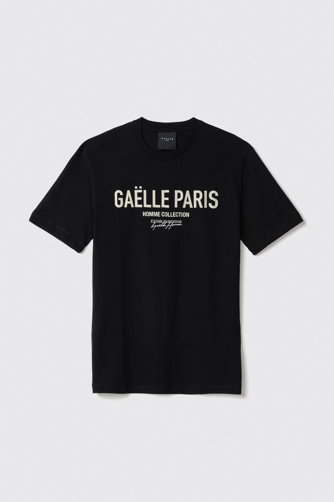 T-shirt in jersey girocollo con stampa • Nero
