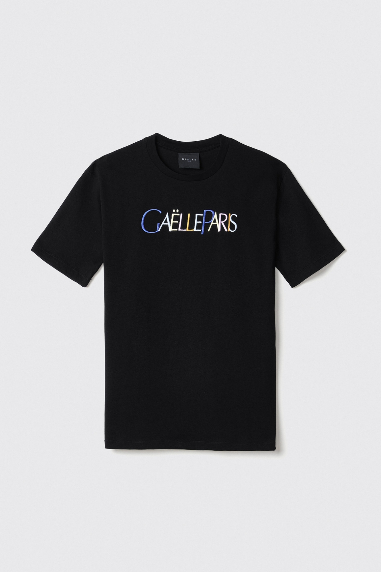 T-shirt in jersey girocollo con ricamo • Nero
