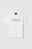 T-shirt in jersey girocollo con borchie • Bianco
