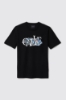 T-shirt in jersey girocollo con stampa • Nero