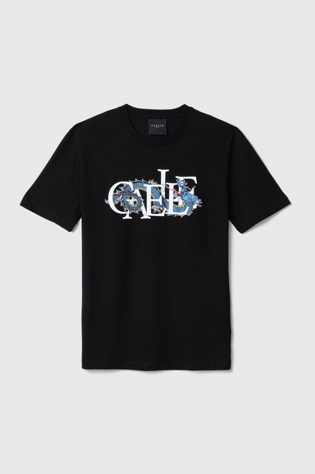 T-shirt in jersey girocollo con stampa • Nero
