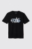 T-shirt in jersey girocollo con stampa • Nero