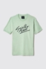 T-shirtin jersey girocollo con stampa e ricamo • Verde aloe