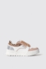 Sneakers skaters in action leather con inserti animalier e glitter • Animalier beige