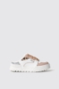Sneakers skaters sabot in action leather con inserti animalier e glitter • Animalier beige