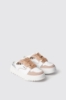 Sneakers skaters sabot in action leather con inserti animalier e glitter • Animalier beige