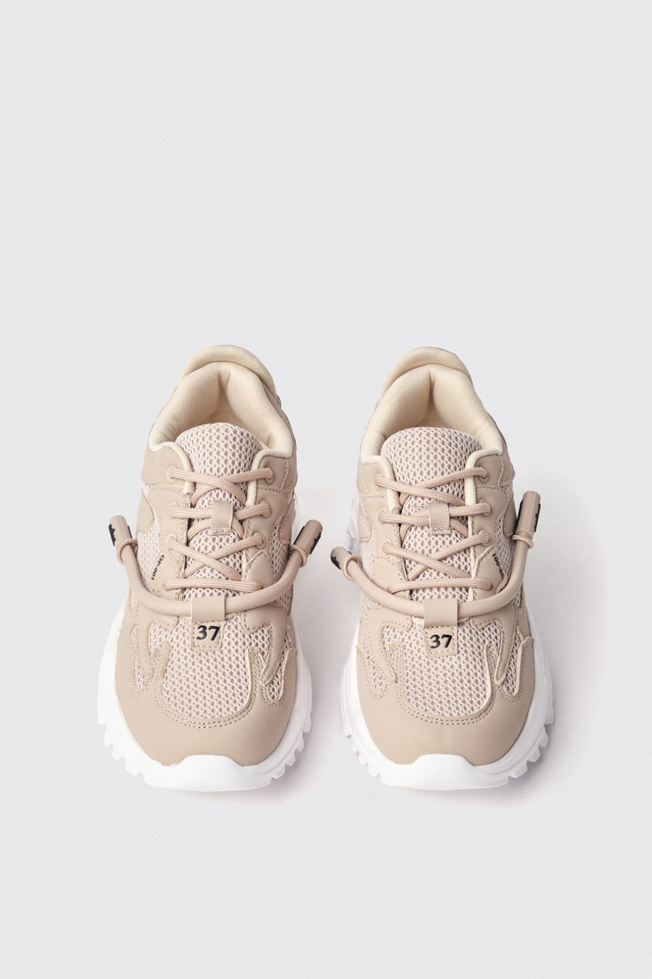 Sneakers runner in mesh con stopper logato in rubber • Safari