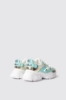Sneakers runner in mesh con stopper logato in rubber e inserti in laminato • Verde menta