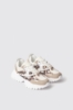 Sneakers runner in mesh con stopper logato in rubber e inserti animalier • Animalier beige
