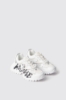 Sneakers runner in mesh con stopper logato in rubber e stampa logo • Bianco