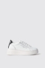 Sneakers addict in action leather con piping laminato e tallone con strass e suola logata • Bianco