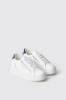 Sneakers addict in action leather con piping laminato e tallone con strass e suola logata • Bianco