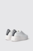 Sneakers addict in action leather con piping laminato e tallone con strass e suola logata • Bianco