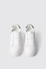 Sneakers addict in action leather con piping laminato e tallone con strass e suola logata • Bianco