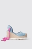Espadrillas con zeppa 120 mm in tela denim con ricamo • Denim light blu