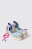 Espadrillas con zeppa 120 mm in tela denim con ricamo • Denim light blu