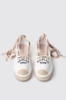 Espadrillas bassa in canvas con ricamo e gros stampato • Bianco