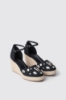 Espadrillas con zeppa 120 mm in canvas con metal logo e strass • Nero