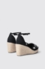 Espadrillas con zeppa 120 mm in canvas con metal logo e strass • Nero