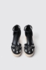 Espadrillas con zeppa 120 mm in canvas con metal logo e strass • Nero