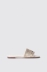 Sandalo flat in cotone con strass e logo ricamato • Oro