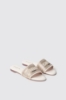 Sandalo flat in cotone con strass e logo ricamato • Oro