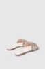Sandalo flat in cotone con strass e logo ricamato • Oro