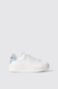 Sneakers addict in action leather con patch in denim • Denim light blu