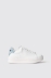 Sneakers addict in action leather con patch in denim • Denim light blu