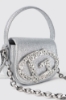 Mini shoulder strap con catena e maxi g strass • Bianco