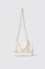 Reg shoulder strap con logo in metallo e tacolla con perle • Bianco