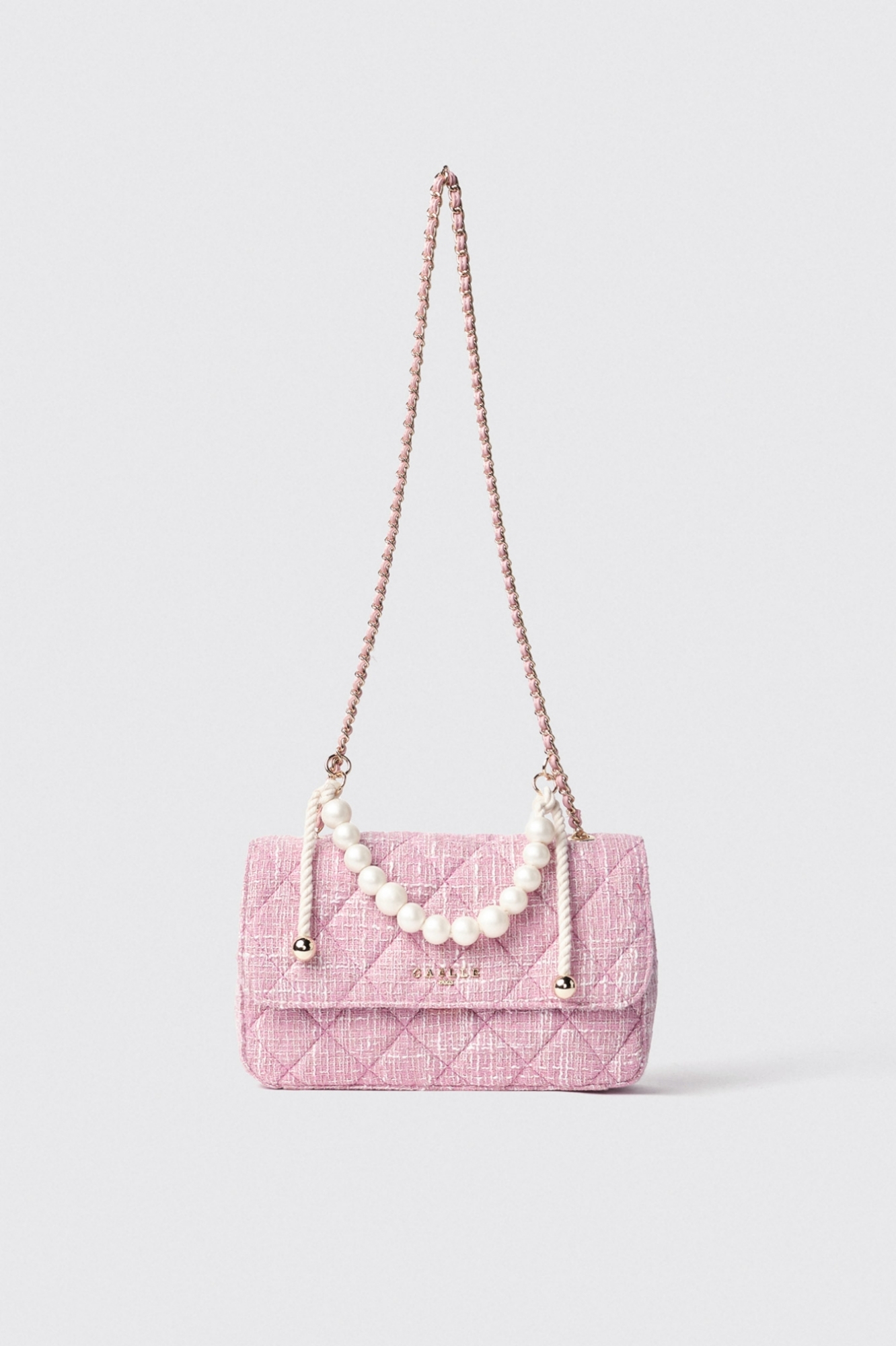 Reg shoulder strap con logo in metallo e tacolla con perle • Rosa