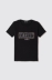 T-shirt paricollo con logo in strass+borchie • Nero