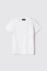 T-shirt paricollo in bielastico con logo in strass • Bianco