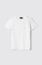 T-shirt paricollo in bielastico con logo in strass • Bianco