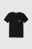 T-shirt paricollo in bielastico con logo oro lato cuore • Nero