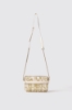 Mini shoulder strap jacquard con logo in metallo • Naturale