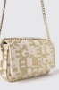 Mini shoulder strap jacquard con logo in metallo • Naturale