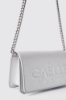 Mini shoulder strap glitter con logo embossed • Argento