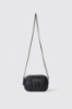 Mini camera bag con matelasse' e logo con strass • Nero