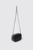 Mini camera bag con matelasse' e logo con strass • Nero