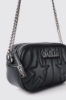 Mini camera bag con matelasse' e logo con strass • Nero