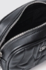 Mini camera bag con matelasse' e logo con strass • Nero